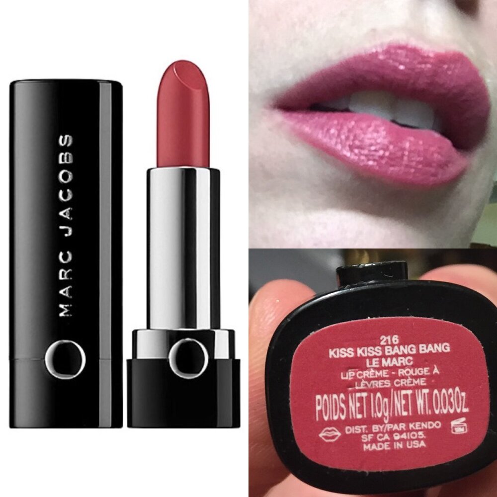 MARC JACOBS Le Marc Lip Creme Lipstick KISS KISS BANG BANG 0.05oz, MINI 216